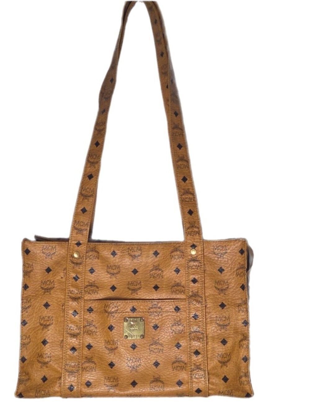 Vintage MCM Visetos Cognac Tote Shopper Bag Monogram Large - Picture 2 of 16